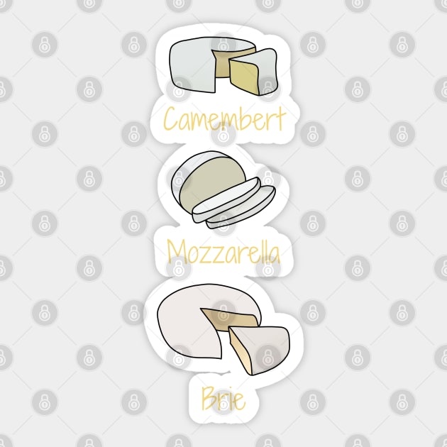 Camembert, Mozzarella, Brie Soft White Cheeses Sticker by Cheesy Pet Designs